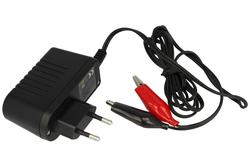 Charger; acid-lead rechargeable batteries; ZSI-13,4; 13V DC; 700mA; 11W; crocodile clips isolated; 230V AC; black
