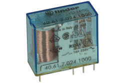 Przekaźnik; elektromagnetyczny miniaturowy; 40.61.7.024.1000; 24V; DC; 1 styk przełączny; 16A; 250V AC; do druku (PCB); do gniazda; Finder; RoHS
