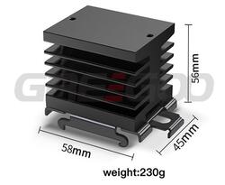 Heatsink; GHS-6; for 1 phase SSR; with holes; with TS15 DIN rail handle; blackened; 58mm; 45mm; 45mm; Greegoo