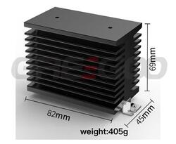 Heatsink; GHS-8; for 1 phase SSR; with TS15 DIN rail handle; with holes; blackened; 82mm; 45mm; 62mm; Greegoo