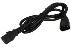 Cable; extension cord; AK-PC-03C; IEC C13 IBM straight socket; IEC C14 IBM straight plug; 1,8m; black; 3 cores; 0,75mm2; Akyga; PVC; round; stranded; Cu; RoHS