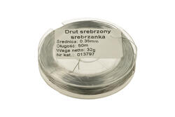 Srebrzanka; 013797; drut; Cu; srebrzony; 0,35mm; szpula 50m; RoHS Srebrzanka; 013797; drut; Cu; srebrzony; 0,35mm; szpula 50m; RoHS