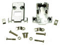 Connector housing; D-Sub; Canon 9p; 9 ways; straight; shielded; metallised; silver; plastic; screwed; RoHS