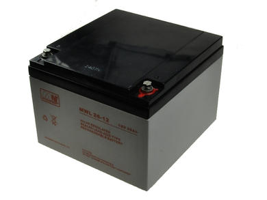 Rechargeable battery; lead-acid; maintenance-free; MWL 26-12; 12V; 26Ah; 175x166x125mm; screw M5; MW POWER; 9kg; 10÷12 years