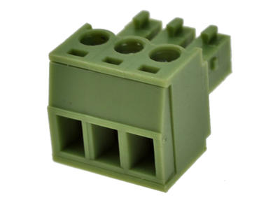 Terminal block; XY2500F-C-03P3.81; 3 ways; R=3,81mm; 15,4mm; 8A; 125V; for cable; angled 90°; square hole; slot screw; screw; vertical; 1,5mm2; green; Xinya; RoHS