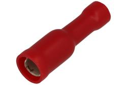 Konektor; 4mm; rurkowa nasuwka; izolowany pełny; 01112-FRD1.25-156; czerwony; proste; na przewód; 0,5÷1,5mm2; zaciskany; 1 tor