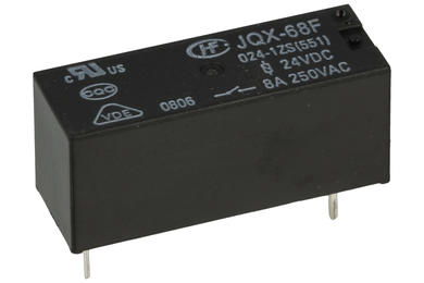 Relay; electromagnetic miniature; JQX68-024-1ZS (551); 24V; DC; SPDT; 8A; 250V AC; 8A; 30V DC; PCB trough hole; Hongfa