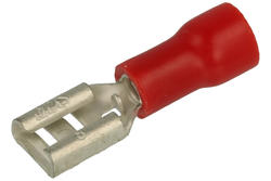 Konektor; 4,8x0,8mm; płaski nasuwka; izolowany; 01106-FDD1.25-187(8); czerwony; proste; na przewód; 0,5÷1,5mm2; cynowane; zaciskany; 1 tor; KLS