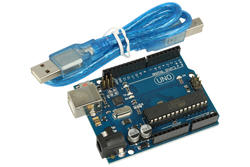 Module; equivalent to ARDUINO UNO R3; UNO-R3; ATMEGA328P-PU; UART; SPI; PWM; I2C; 7÷12V; 2 KB; 14; 32 KB; 1 KB; supply DC; USB B; pin strips