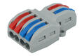 Connector; instalation; 011224; 4 ways; 15mm; 32A; 250V; for cable; jumper; screwless; 0,08÷4mm2; red; blue; grey; RoHS