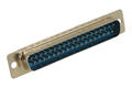 Plug; D-Sub; Canon 37p; 37 ways; for cable; solder; straight; blue; plastic; screwed; RoHS