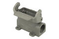 Connector housing; Han A; 19200100251; 10A; metal; straight; for panel; entry for M25 cable gland; with single locking lever; one side cable entry; grey; IP65; Harting; RoHS