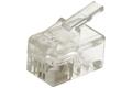 Plug; RJ9 4p4c; RJ(4p); for cable; straight; clear; latch; RoHS