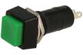 Przełącznik; przyciskowy; PBS12AG; ON-OFF; zielony; bez podświetlenia; do lutowania; 2 pozycje; 1A; 250V AC; 12mm; 31mm