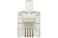 Plug; RJ11 6p4c; RJ(6p); for cable; straight; clear; latch; RoHS