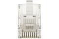 Plug; RJ45 8p8c; RJ(8p)PL; for cable; straight; flat strand cable; clear; latch