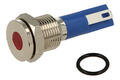 Indicator; GQ10T-D/R/12-24V/N; 10mm; LED 12-24V backlight; red; 2,8x0,5mm  connectors; silver; IP67; Onpow; RoHS