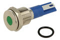 Indicator; GQ10T-D/G/12-24V/N; 10mm; LED 12-24V backlight; green; 2,8x0,5mm  connectors; silver; IP67; Onpow; RoHS