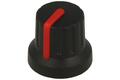 Knob; GP16; 6mm; red; black; fi 16/12mm; 14mm; ABS