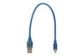 Cable; USB; miniUSB; miniUSB plug; USB-A plug; 0,3m; blue; round; PVC; RoHS