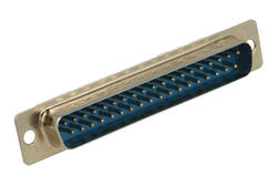 Plug; D-Sub; Canon 37p; 37 ways; for cable; solder; straight; blue; plastic; screwed; RoHS