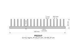 Heatsink; P52317; 4,1kg/m; ribbed; 150mm; 25mm; Firma Piekarz