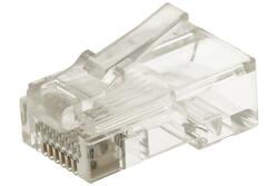 Plug; RJ45 8p8c; RJ(8p)OL; for cable; straight; round strand cable; clear; latch; RoHS
