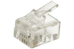 Plug; RJ11 6p4c; RJ(6p); for cable; straight; clear; latch; RoHS