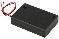 Battery holder; BC331; 3xR6(AA); with 150mm cable; container; with lid; with switch; black; R6 AA