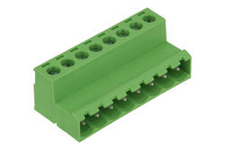 Terminal block; 2ESH-08P; 8 ways; R=5,08mm; 15mm; 12A; 300V; for cable; angled 90°; slot screw; screw; vertical; 0,2÷2,5mm2; green; Dinkle; RoHS