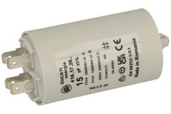 Capacitor; polypropylene; motor; 416172671; 15uF; 425V AC; fi 40x71mm; 6,3mm connectors; Fast Fix-push-in; Ducati; RoHS