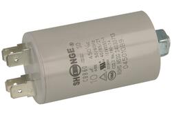 Capacitor; motor; 10uF; 450V AC; fi 35x65mm; 6,3mm connectors; screw with a nut; Shenge; RoHS