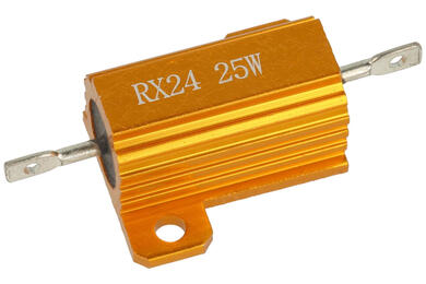 Resistor; wire-wound with heatsink; R25W5%2R2; solder; 25W; 2,2ohm; 5%; Aluminium; axial; KLS