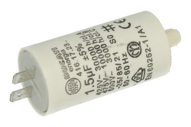 Capacitor; motor; 416172327; 1,5uF; 475V; fi 28x55mm; 6,3mm connectors; screw without nut; Ducati; RoHS