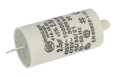 Capacitor; motor; 416100227; 2,5uF; 475V; fi 28x55mm; 6,3mm connectors; screw without nut; Ducati; RoHS