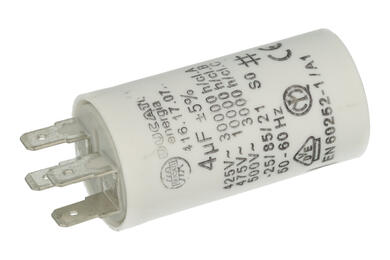 Capacitor; motor; 416170760; 4uF; 475V; fi 28x55mm; 6,3mm connectors; screw without nut; Ducati; RoHS
