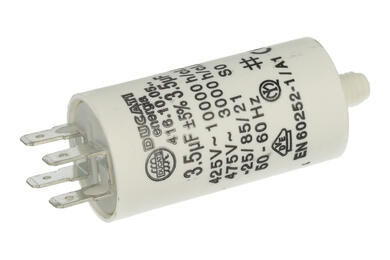 Capacitor; motor; 416100564; 3,5uF; 425V AC; fi 28x55mm; 6,3mm connectors; screw without nut; Ducati; RoHS