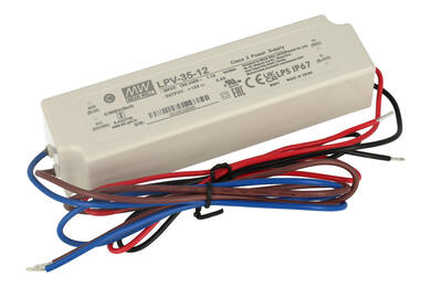 Power Supply; for LEDs; LPV-35-12; 12V DC; 3A; 36W; constant voltage design; IP66; Mean Well