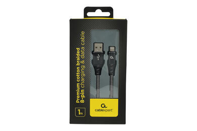 Cable; USB; CC-USB2B-AMLM-1M-BW; Lightning plug; USB-A 2.0  plug; 1m; white; round; PVC; Gembird; RoHS