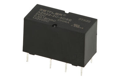 Przekaźnik; elektromagnetyczny miniaturowy; AZ822-2C-5DSE; 5V; DC; 2 styki przełączne; 0,5A; 120V AC; 1A; 24V DC; do druku (PCB); Zettler; RoHS
