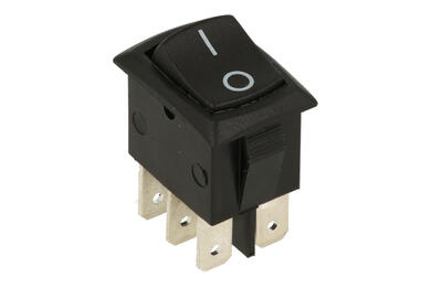 Switch; rocker; MRS202-3C3b; ON-ON; 2 ways; black; no backlight; bistable; 4,8x0,8mm connectors; 13,1x18mm; 2 positions; 3A; 250V AC
