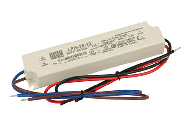 Power Supply; for LEDs; LPH-18-12; 12V DC; 1,5A; 18W; constant voltage design; IP67; Mean Well