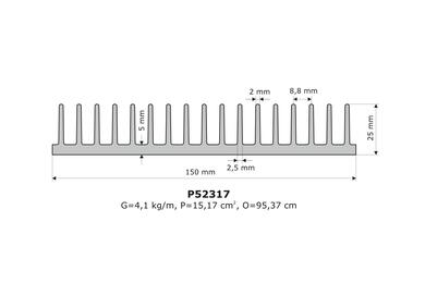 Radiator; P52317; 4,1kg/m; żebrowany; 150mm; 25mm; Firma Piekarz