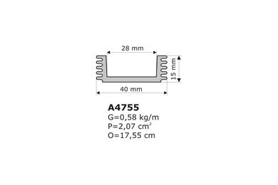 Heatsink; A4755; 0,58kg/m; U; 40mm; 15mm; Kety