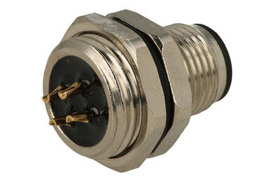 Plug; KLS15-M12A-B204; M12-4p; 4 ways; straight; solder; 0,34mm2; 12mm; for panel; threaded joint (M16x1,5); black; IP67; 4A; 250V; KLS; RoHS