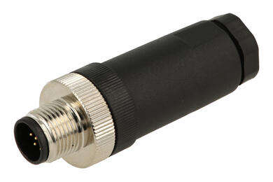 Plug; KLS15_M12A-P108PG9; M12-8p; 8 ways; straight; screw; 0,25mm2; 4-8mm; for cable; black; IP67; 2A; 30V; KLS; RoHS