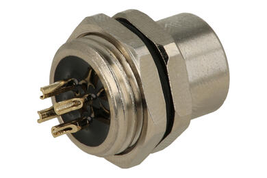 Socket; KLS15-M12A-B104; M12-4p; 4 ways; straight; solder; 0,34mm2; for panel; threaded joint (M16x1,5); 12mm; black; IP67; 4A; 250V; KLS; RoHS