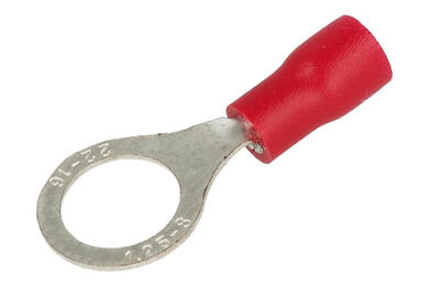 Cord end terminal; M8; ring; insulated; 01103-RV1.25-8; red; straight; for cable; 0,5÷1,5mm2; tinned; crimped