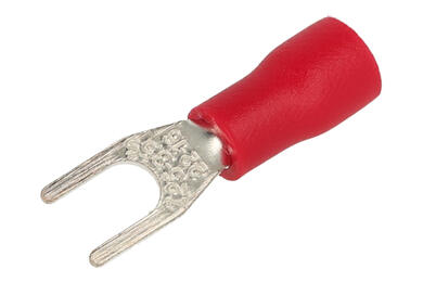 Cord end terminal; M3,5; fork; insulated; 01101-SVS1.25-3.5; red; straight; for cable; 0,5÷1,5mm2; tinned; crimped