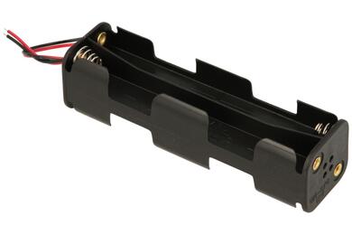Battery holder; UM-3x8; 8xR6(AA); with 150mm cable; container; black; R6 AA